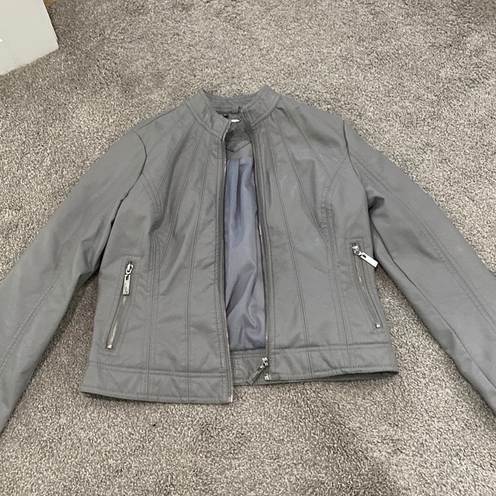 Grey leather jacket wore once for a Photo shoot never wore again